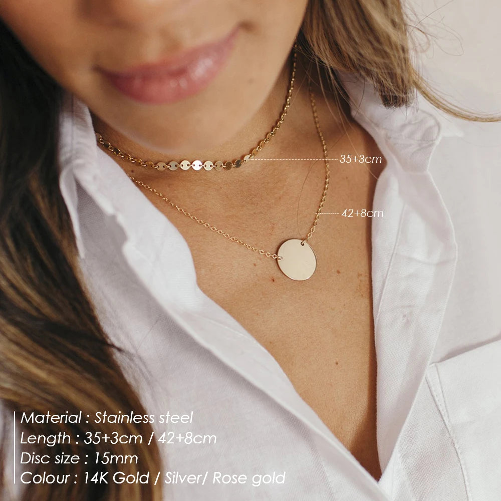 2 PCS Modessie Choker Necklace Women Not Darken Real 316L Stainless Steel Necklace for Women Chain Necklace Fashion Jewelry