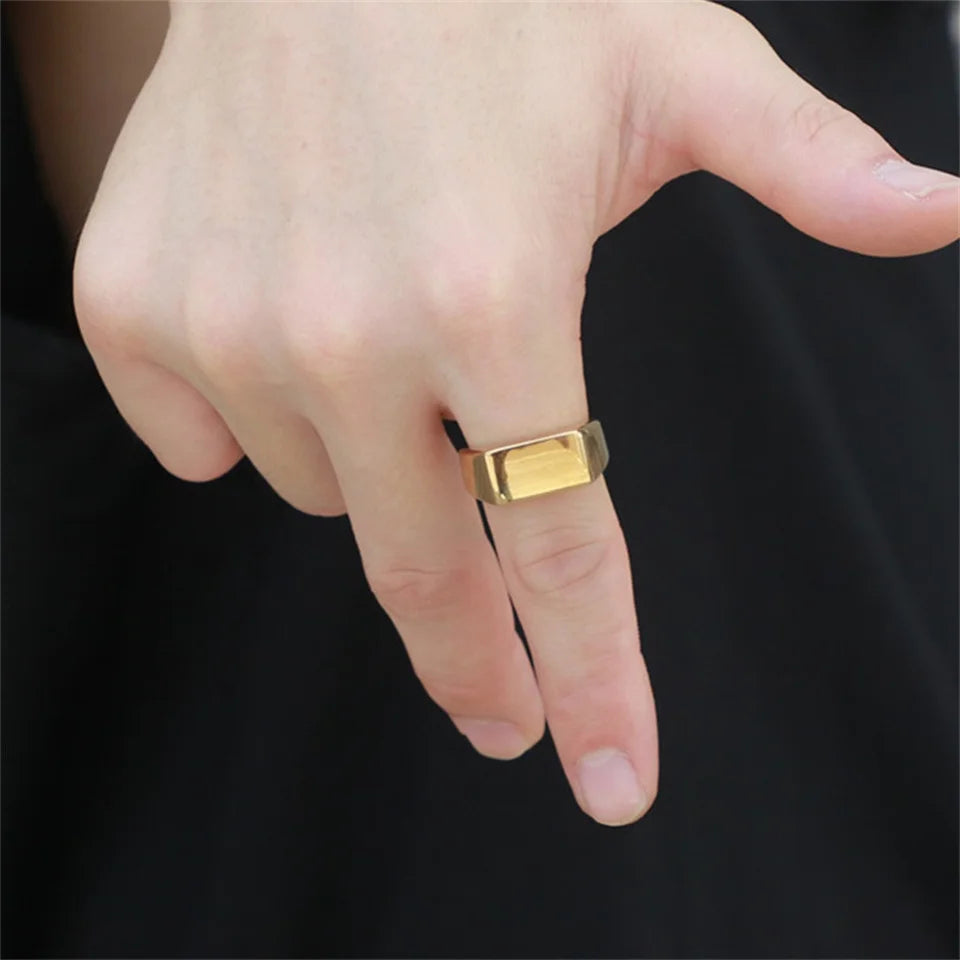 Modessie Stainless Steel Punk Style Geometric Jewelry Ring Gold Plated/Silver-Plated
