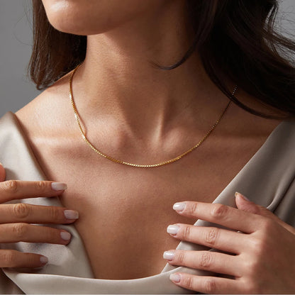 Modessie Men's Box Chain Necklace Stainless Steel Upgrade Lobster Clasp Adjustable Simple Short Accessories