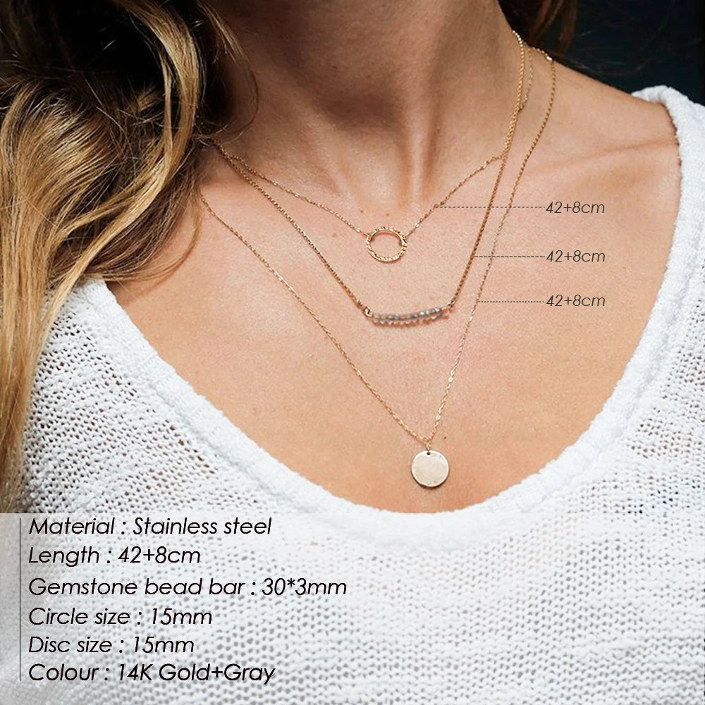 Modessie Fashion Layered Chain Necklace Gold color  Chain Imitation pearls Necklace for Women Geometric Female  Chokers Necklaces