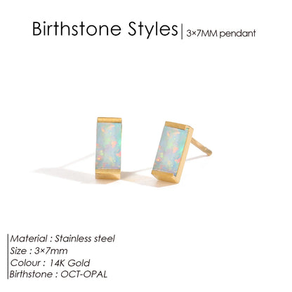 Modessie Stainless Steel Gold-Plated Colorful Birthstone Earrings High-end Rhinestone Jewelry