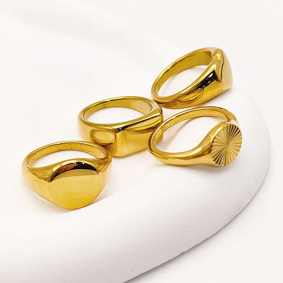 Modessie Women’s Stainless Steel Ring – Gold or Silver Plated, Waterproof, Tarnish-Resistant, Fashion Jewelry