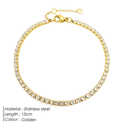 Modessie Stainless Steel Gold Plated Sparkling Bracelet High Quality White Zirconia Single Row Simple Accessory For Girls