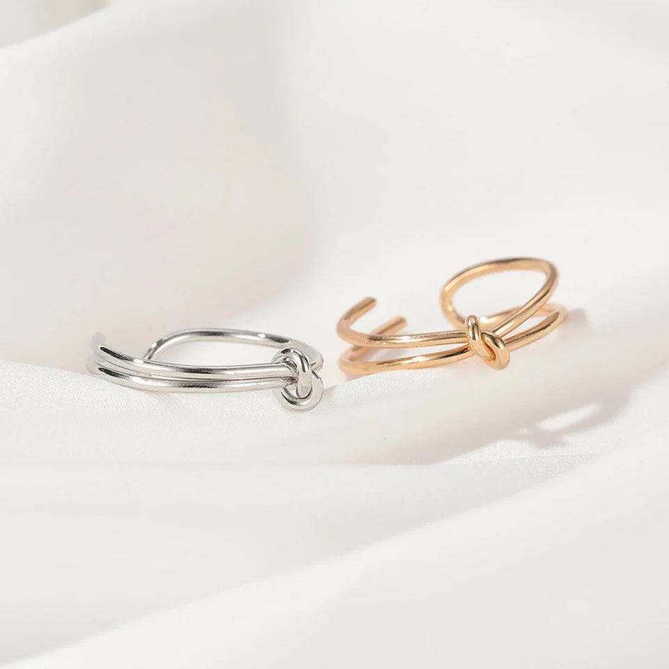 Modessie Gold/Silver Stainless Steel Braided Twist Ring for Women – Elegant, Durable, Everyday Fashion