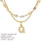 Modessie Double Stainless Steel Round Snake Chain Necklace Light Luxury Zirconia Alphabet Pendant A-Z High-end Fashion Jewelry