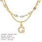 Modessie Double Stainless Steel Round Snake Chain Necklace Light Luxury Zirconia Alphabet Pendant A-Z High-end Fashion Jewelry