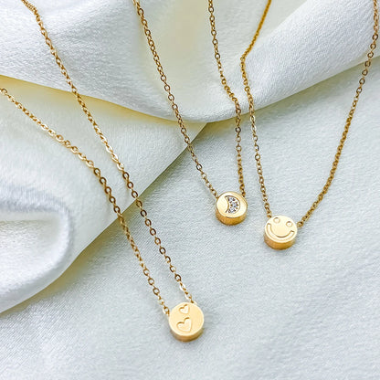 Modessie Stainless Steel Chain Bracelet – Gold or Silver Plated with Round Charm – 20 Design Options