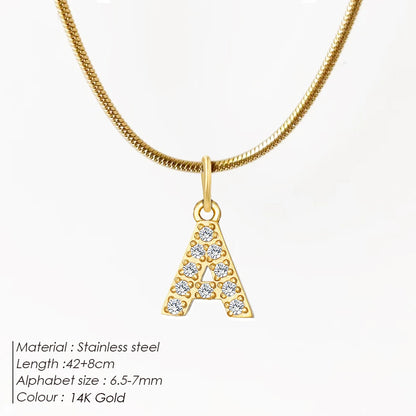 Modessie Stainless Steel Flat Snake Chain Initial Necklace Name Customized Choker Necklace Women's Jewelry