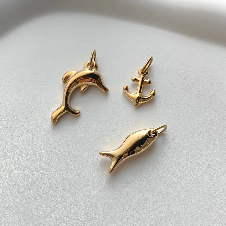 Modessie Fashion Marine Animals Charms Shell Fish Tail Hippocampus Japonicus Stainless Steel Pendants For Jewelry