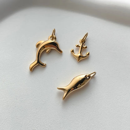 Modessie Fashion Marine Animals Charms Shell Fish Tail Hippocampus Japonicus Stainless Steel Pendants For Jewelry