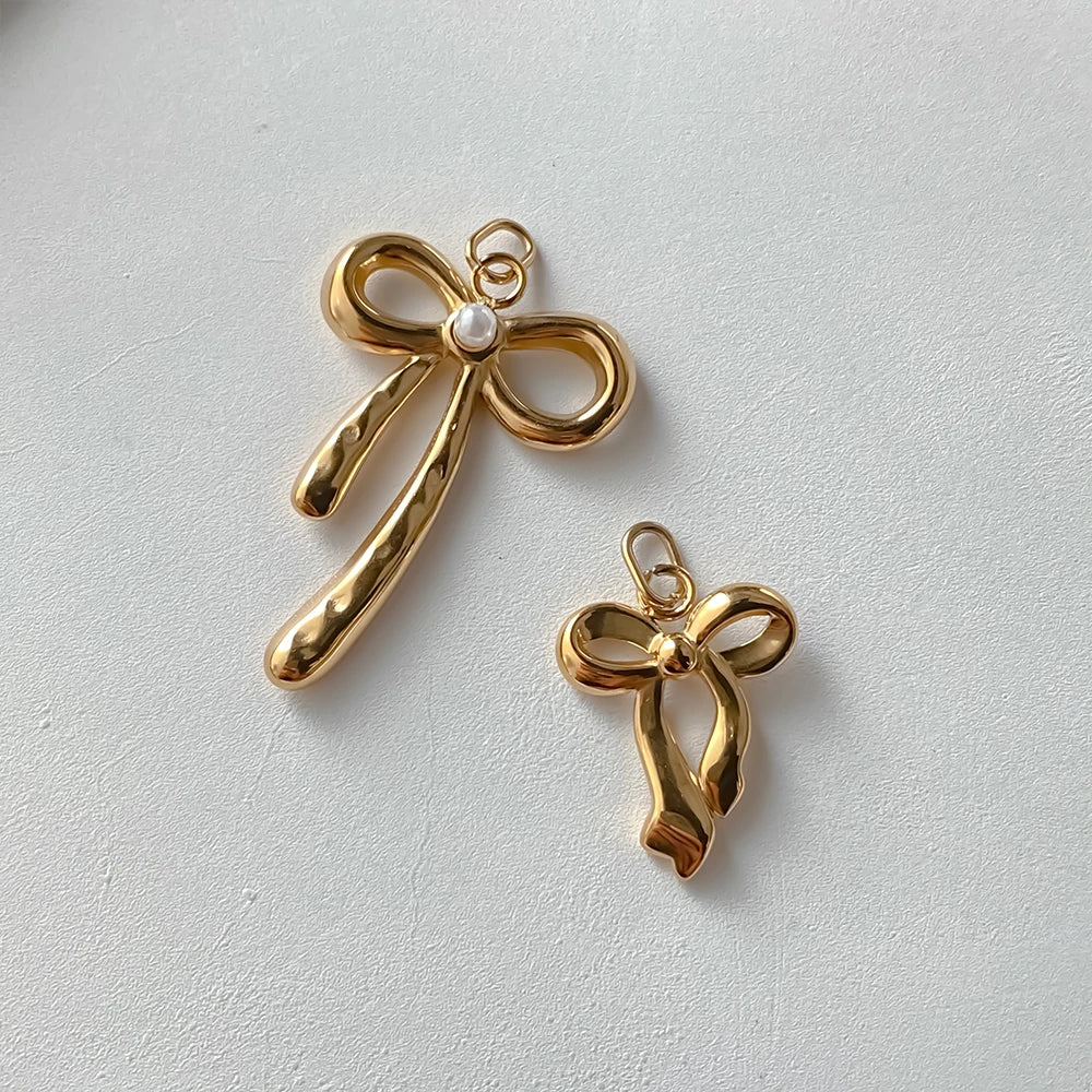 Modessie Stainless Steel Bow Charm Pendant for DIY Handmade Necklaces, Bracelets and Jewelry Making