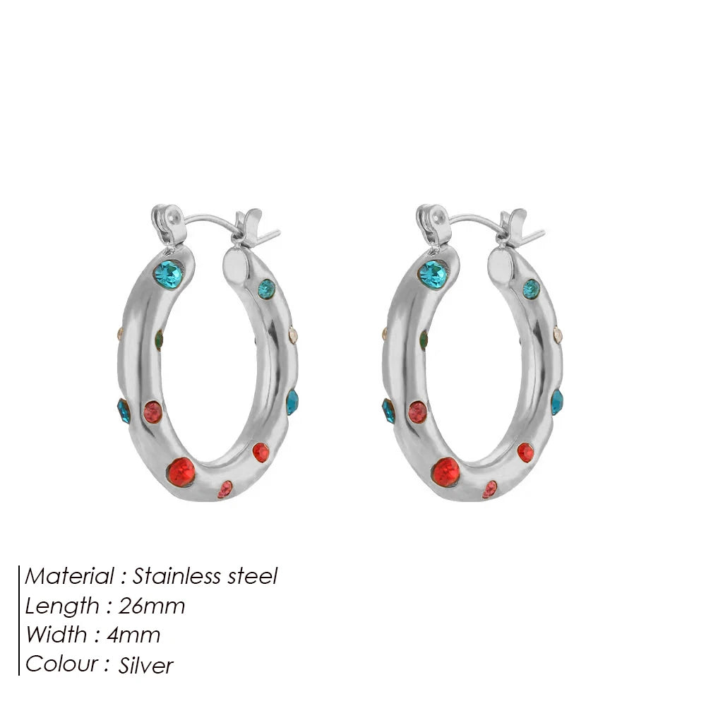 Modessie New Stainless Steel High Grade Rhinestone Earrings Vintage Faux Pearls Women's Hoop Jewelry