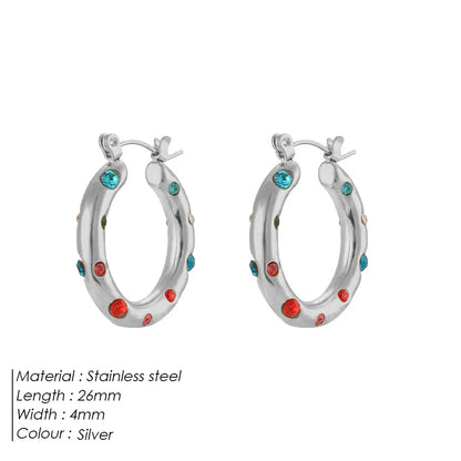 Modessie New Stainless Steel High Grade Rhinestone Earrings Vintage Faux Pearls Women's Hoop Jewelry