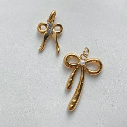 Modessie Stainless Steel Bow Charm Pendant for DIY Handmade Necklaces, Bracelets and Jewelry Making