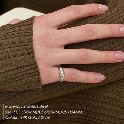 Modessie Simple Fashion Style Texture Ring Stainless Steel Tail Ring