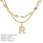 Modessie Double Stainless Steel Round Snake Chain Necklace Light Luxury Zirconia Alphabet Pendant A-Z High-end Fashion Jewelry