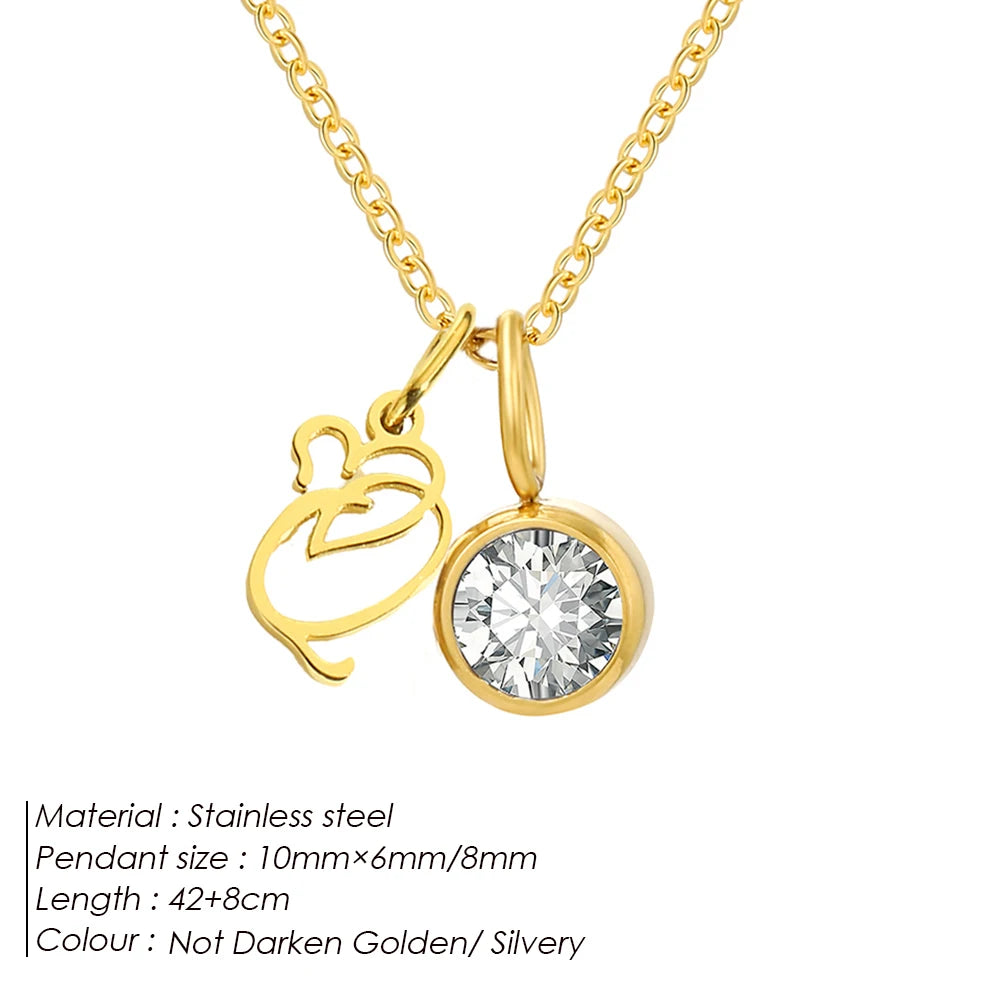 Modessie Light Luxury  Necklace Artistic Initials A-Z Pendant Ladies Minimalist Jewelry Gifts Stainless Steel Jewelry