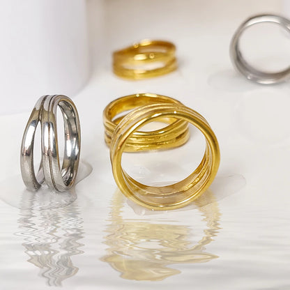 Modessie  Gold Color /Silver Color Geometric Multi-layer Line Ring for Women Elegant Jewelry
