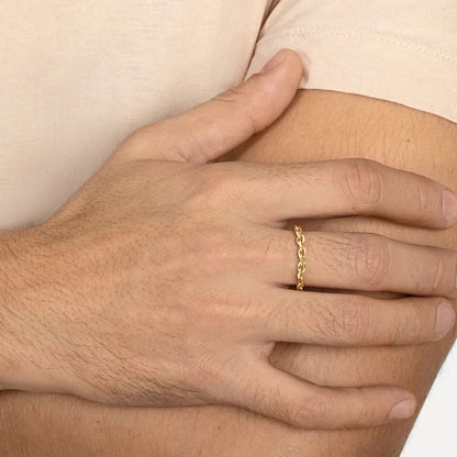 Modessie 3mm Thick Chunky Chain Ring Cuban Curb Link Gold or Silver Color Filled Stainless Steel Stylish Ring for Women Girls