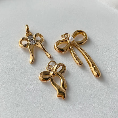 Modessie Stainless Steel Bow Charm Pendant for DIY Handmade Necklaces, Bracelets and Jewelry Making