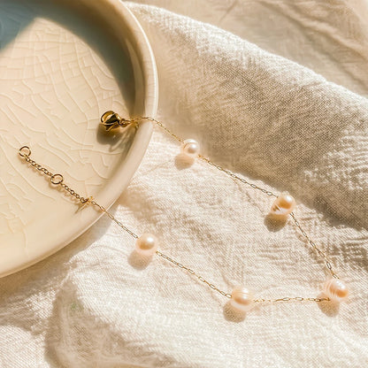 New Trend Dainty Vintage Stainless Steel Single Layer Chain Pearl Bracelet Modessie Summer Jewelry