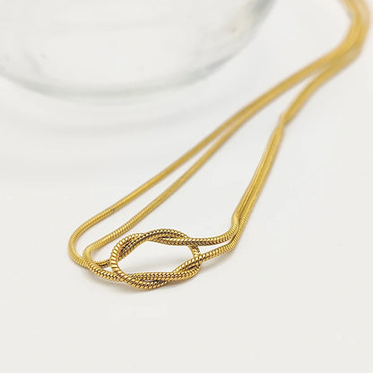 Modessie Elegant Minimalist Jewelry Lusterless 14k Gold Plated Knotted Snake Chain Necklace Women's Stainless Steel Accessories