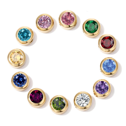 Modessie Stainless Steel Charm Rhinestone Necklace Pendant Fashion 12 Colors Birthstone For Jewelry Making Women DIY Accessories