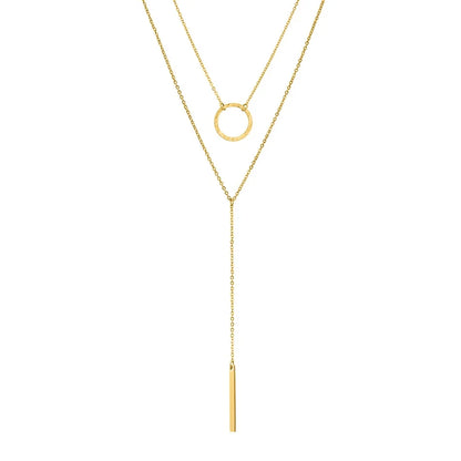 Modessie 2 Pcs Layered Necklace Women Not Darken Pendant Necklace Real 316L Stainless Steel Necklace  Chokers Jewelry