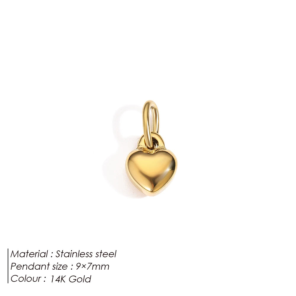 Modessie New Fashion Three-dimensional Tassel Heart Charm Pendant Stainless Steel Gold-Plated Necklace Homemade Accessories