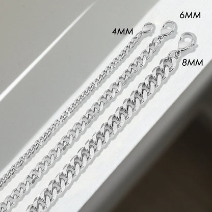 Modessie Silver Color Bracelets Men/ Women  Bracelet Classic Stainless Steel 4MM/6MM/8MM Trendy  Cuban Chain Bracelets