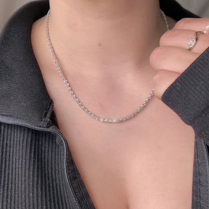 Modessie New Popular Silver Colour 2.4MM Sparkling Clavicle Chain Choker Necklace For Women Fine Jewelry