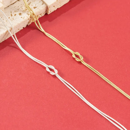 Modessie Fashion High Quality Stainless Steel Gold Plated Bracelets Classic Round Snake Chain Knotted Simple Accessories