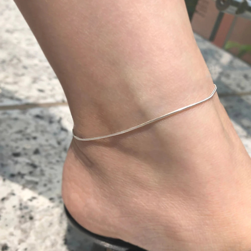 Modessie Snake Chain Anklet Stainless Steel  Adjustable Chain Ankle Gifts for Women Girls Jewelry Accessories