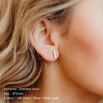 Modessie Trendy Small Geometric Stud Earrings for Women Cool Tiny Stainless Steel Square Earrings Fashion Jewelry