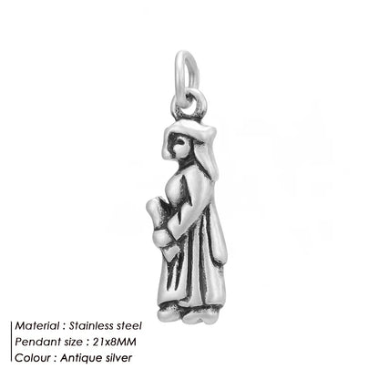 Modessie Fashion Boutique Jewelry Couple Silver Plated Small Pendant Simple Design Stainless Steel Accessories