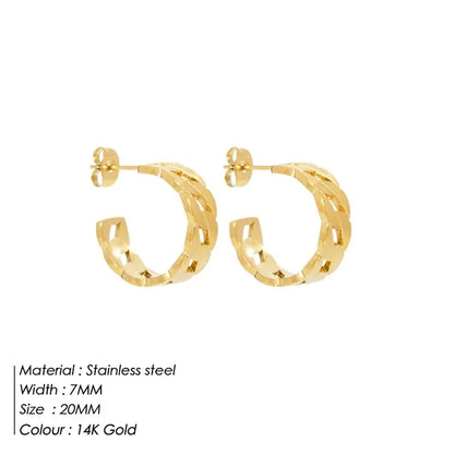 Modessie Stainless Steel Metal Chain Hoop Earrings For Women Fashion  Jewelry Temperament Girls Daily Wear Earrings