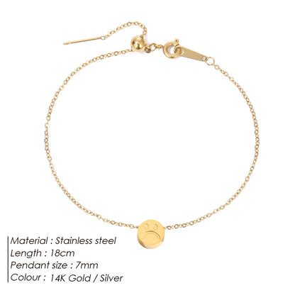 Modessie Stainless Steel Chain Bracelet – Gold or Silver Plated with Round Charm – 20 Design Options