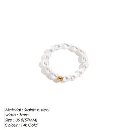 Imitation Pearl Minimalist Pearl Finger Ring White Round Pearl Ring