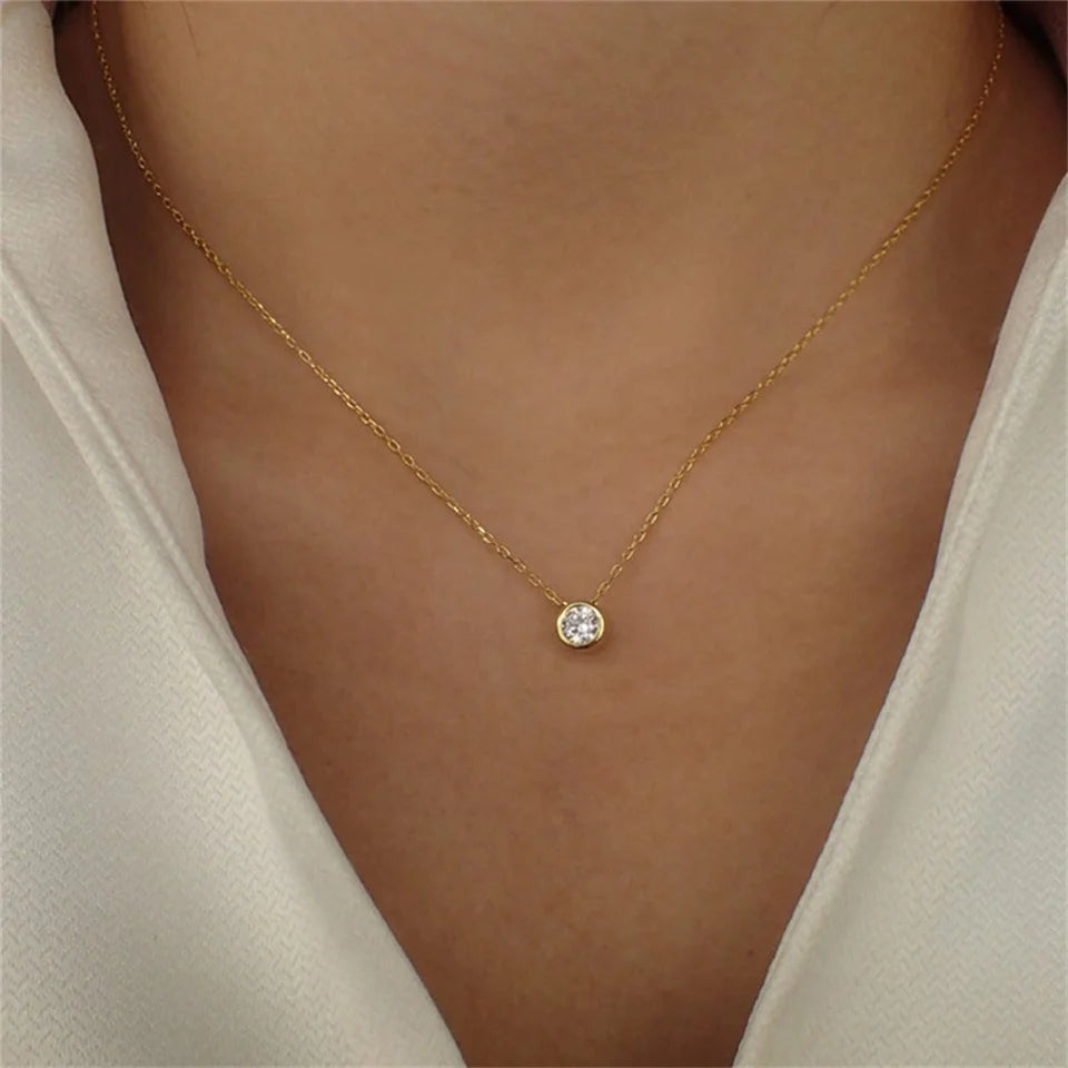 Modessie Stainless Steel Charm Rhinestone Necklace Pendant Fashion 12 Colors Birthstone For Jewelry Making Women DIY Accessories