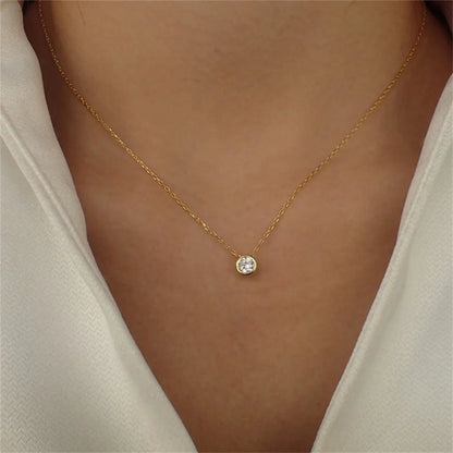 Modessie Stainless Steel Charm Rhinestone Necklace Pendant Fashion 12 Colors Birthstone For Jewelry Making Women DIY Accessories