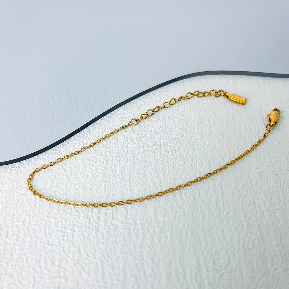Modessie High Quality Gold-Plated Stainless Steel Fine Chain Anklet Adjustable Classic Upgrade Lobster Buckle Jewelry