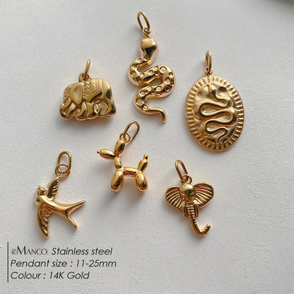 Modessie Stainless Steel Animal Snake Pendant Diy Charms for Necklace Bracelet Dangle  for Jewelry Making DIY Jewelry