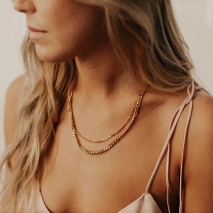 Modessie Men's Cuban Link Chain Necklace Stainless Steel Women Choker Colar Jewelry 2MM/3MM/4MM/6MM/8MM