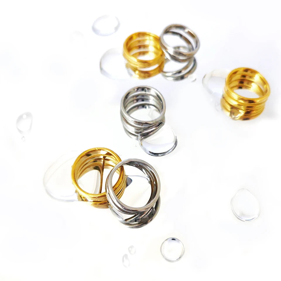 Modessie  Gold Color /Silver Color Geometric Multi-layer Line Ring for Women Elegant Jewelry