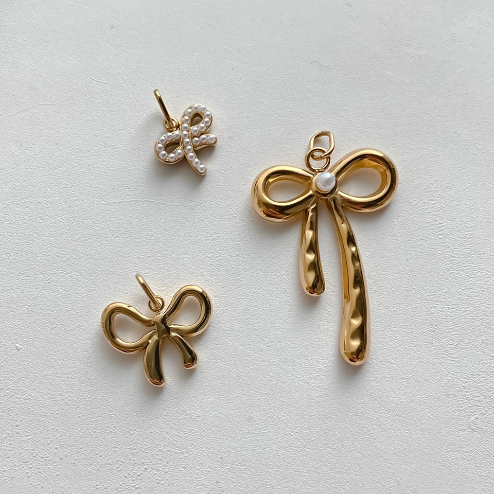 Modessie Stainless Steel Bow Charm Pendant for DIY Handmade Necklaces, Bracelets and Jewelry Making