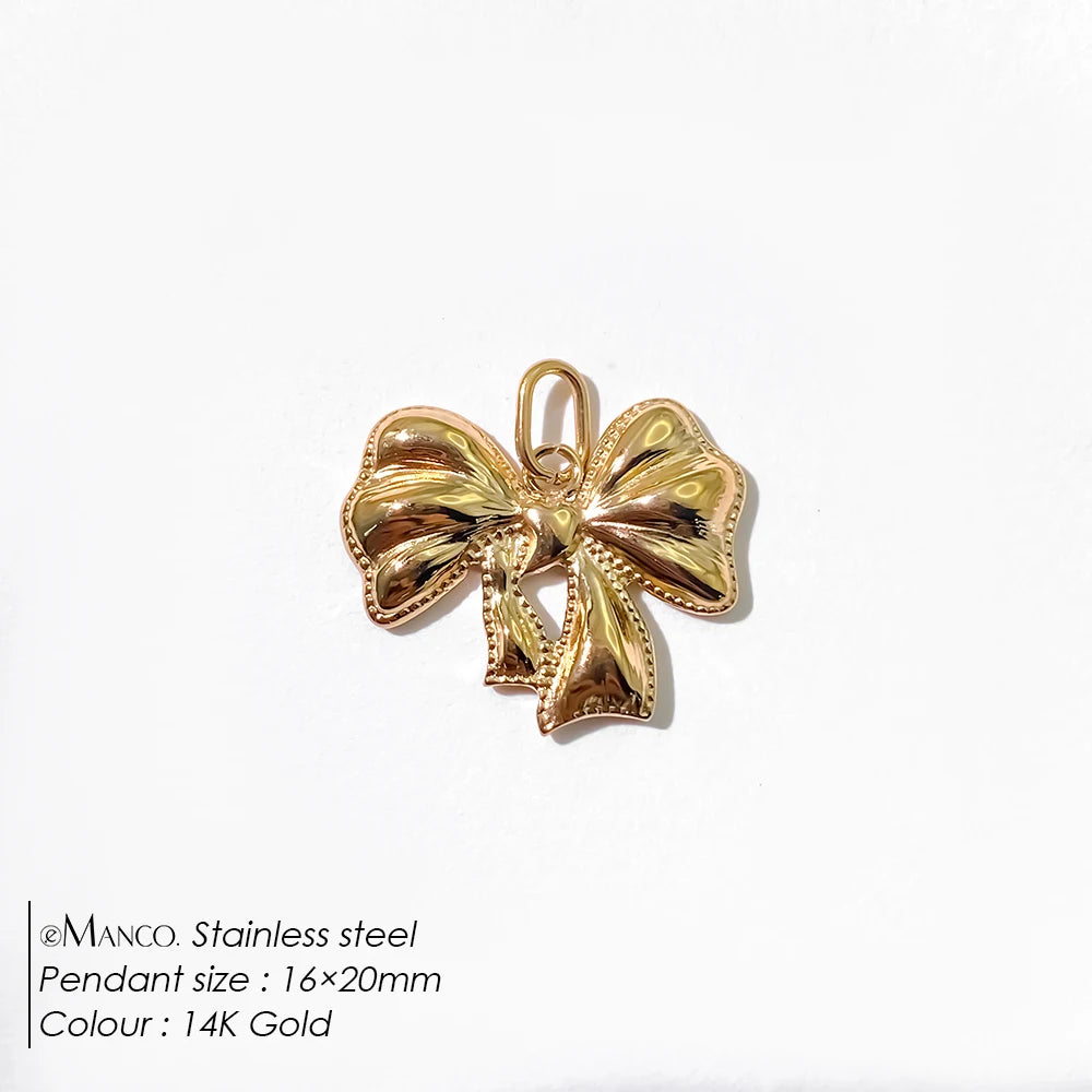 Modessie Stainless Steel Bow Charm Pendant for DIY Handmade Necklaces, Bracelets and Jewelry Making