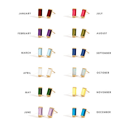 Modessie Stainless Steel Gold-Plated Colorful Birthstone Earrings High-end Rhinestone Jewelry