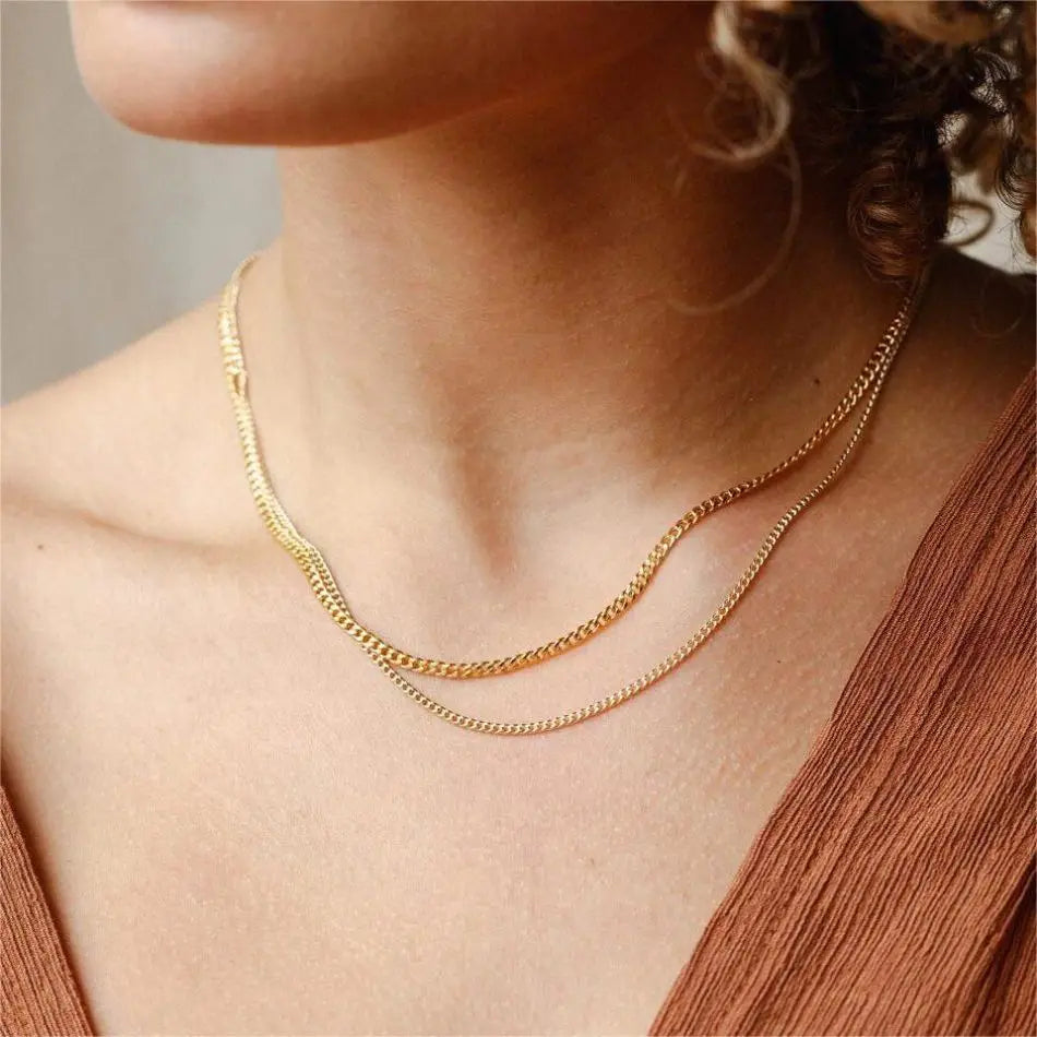 Modessie Men's Cuban Link Chain Necklace Stainless Steel Women Choker Colar Jewelry 2MM/3MM/4MM/6MM/8MM