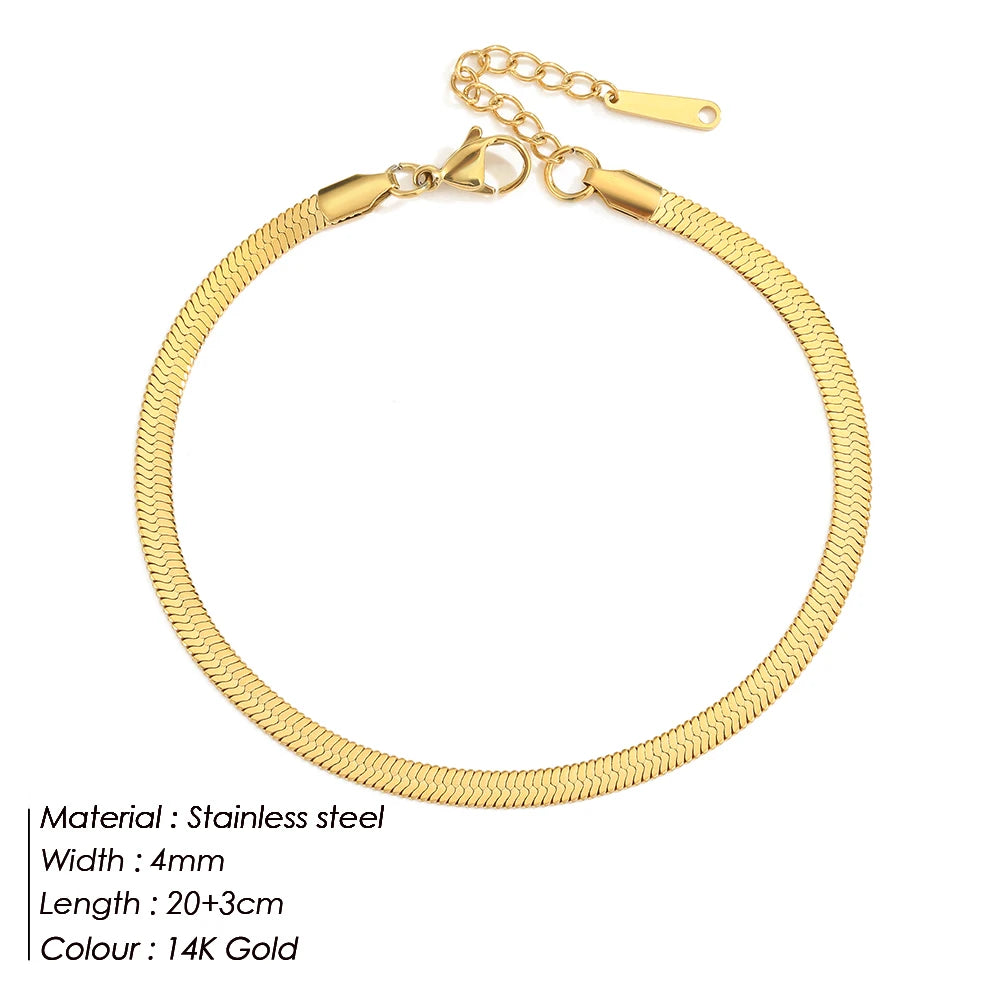 Modessie Snake Chain Anklet for Women/Men Girls Beach Chain Ankle Gifts Stainless Steel Not Allergic