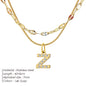 Modessie Double Stainless Steel Round Snake Chain Necklace Light Luxury Zirconia Alphabet Pendant A-Z High-end Fashion Jewelry